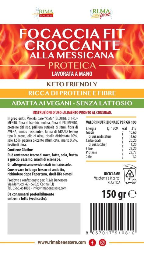 Focaccia Croccante Fit Proteica alla Messicana di RIMA BENESSERE
